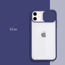 Load image into Gallery viewer, Colored Camera Slide Camera Lens Cover Transparent Clear Back Apple iPhone 15 Pro Max Case