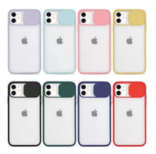 Load image into Gallery viewer, Colored Camera Slide Camera Lens Cover Transparent Clear Back Case Apple iPhone 15 / 15 Plus / 15 Pro / 15 Pro Max