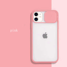 Load image into Gallery viewer, Colored Camera Slide Camera Lens Cover Transparent Clear Back Apple iPhone 15 Pro Max Case