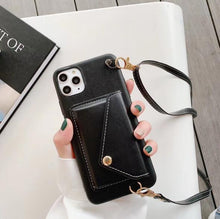 Load image into Gallery viewer, Cross Body Strap Leather Card Slot Wallet Case Apple iPhone 11 / 11 Pro / 11 Pro Max
