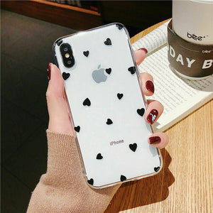Heart Shape Print Pattern Soft Rubber Case Cover Apple iPhone 7 or 7 Plus - BingBongBoom