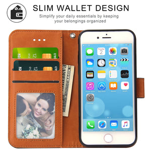 Leather Wallet Magnetic Flip Case with strap Apple iPhone SE 2020 (Gen2) - BingBongBoom