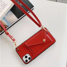 Load image into Gallery viewer, Cross Body Strap Leather Card Slot Wallet Apple iPhone 8 Case - BingBongBoom