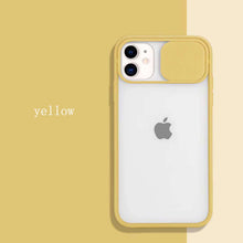 Load image into Gallery viewer, Colored Camera Slide Camera Lens Cover Transparent Clear Back Case Apple iPhone 11 / 11 Pro / 11 Pro Max