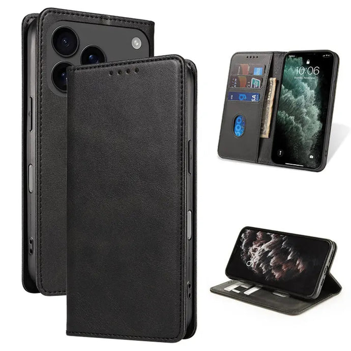 Leather Folio Wallet Magnetic Kickstand Flip Apple iPhone 17 Pro Case