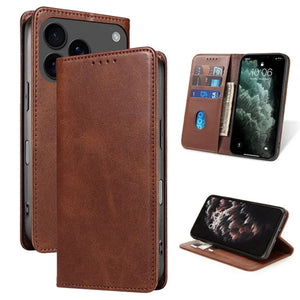 Leather Folio Wallet Magnetic Kickstand Flip Apple iPhone 17 Pro Case