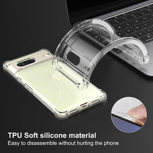 Clear Transparent Silicone w/ Rugged Edges Case Cover Google Pixel 8 / 8 Pro