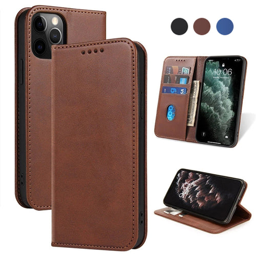 Leather Folio Wallet Magnetic Kickstand Flip Apple iPhone 16 Case