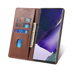 Leather Folio Wallet Magnetic Kickstand Flip Case Samsung Galaxy S24 / S24 Plus / S24 Ultra