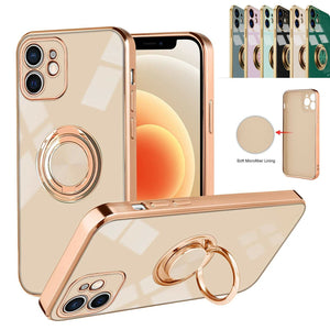 Electroplating Magnetic Finger Ring Holder Kickstand Case Cover Apple iPhone 15 / 15 Plus / 15 Pro / 15 Pro Max