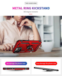 Rugged Armor Magnetic Finger Ring Holder Kickstand Case Cover Apple iPhone 12 Mini / 12 / 12 Pro / 12 Pro Max