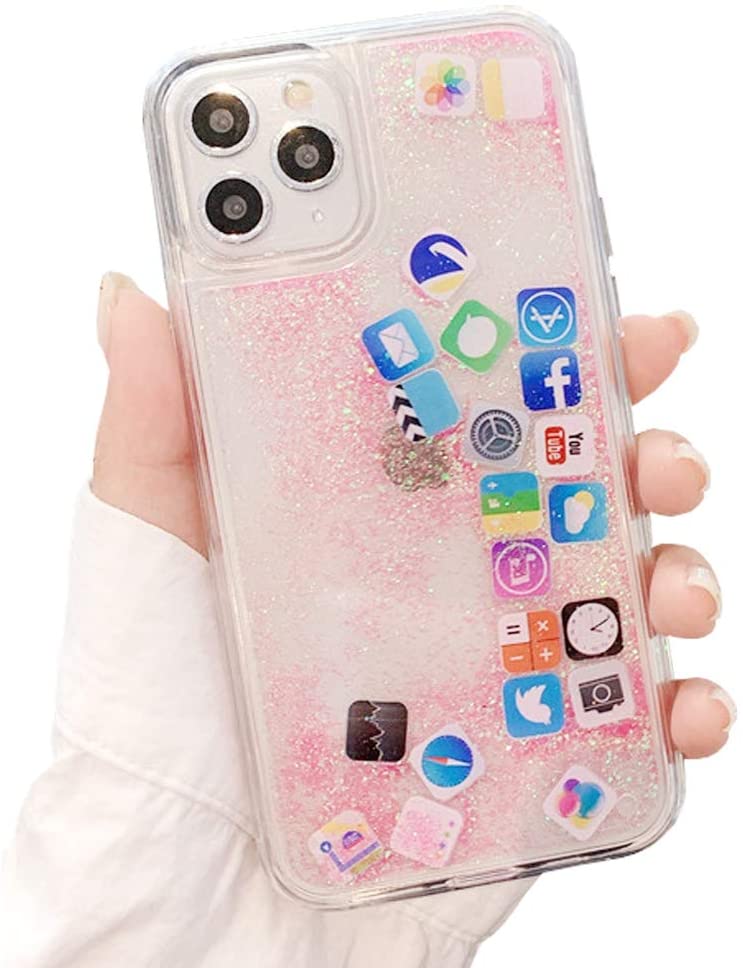 Liquid Glitter App Icons Bling Quicksand Case iPhone 11 11 Pro