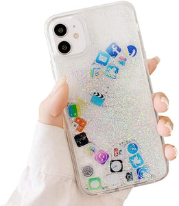Liquid Glitter App Icons Bling Quicksand Case iPhone 11 / 11 Pro / 11 Pro Max - BingBongBoom