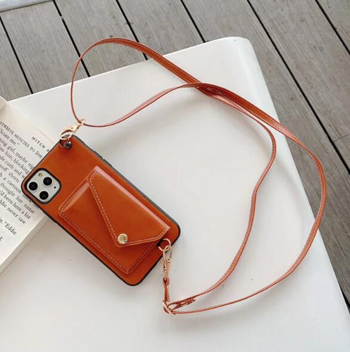 Cross Body Strap Leather Card Slot Wallet Apple iPhone X Case - BingBongBoom