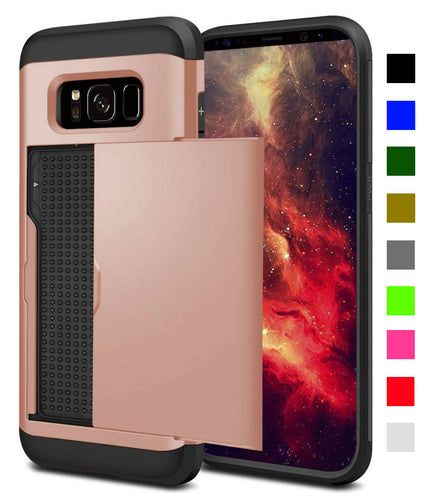 Card Slot Tough Armor Wallet Design Case Samsung Galaxy S8 or S8 Plus - BingBongBoom