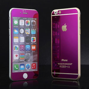 Apple iPhone 6 or 6 Plus Front and Back Colored Mirror Tempered Glass Screen Protector - BingBongBoom