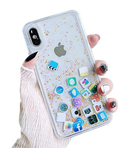 Liquid Glitter App Icons Bling Quicksand Case iPhone SE 2020 (Gen2) - BingBongBoom