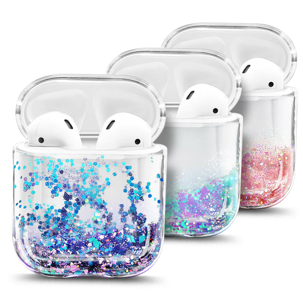 Liquid Glitter Full Cover Case and Keychain Clip Airpods 1 or 2