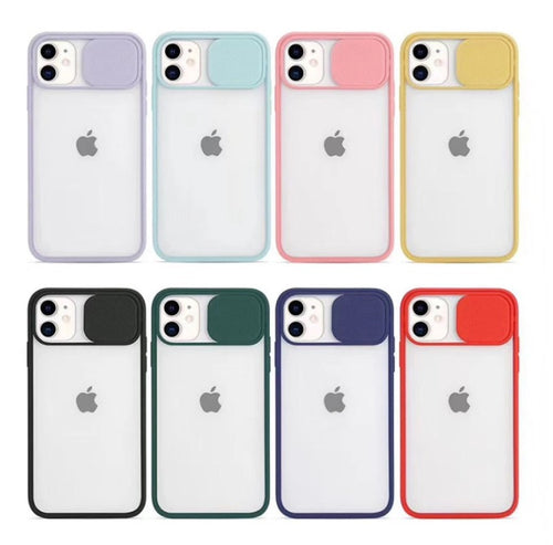 Colored Camera Slide Camera Lens Cover Transparent Clear Back Apple iPhone 12 Pro Case