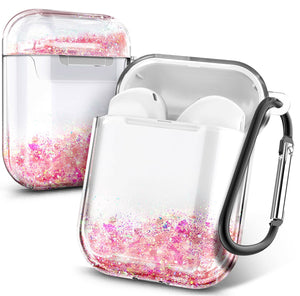 Liquid Glitter Full Cover Case and Keychain Clip Airpods 1 or 2